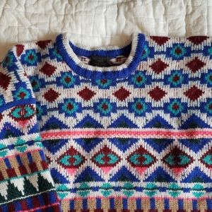 J.Crew Cashmere Neon Geometric Sweater